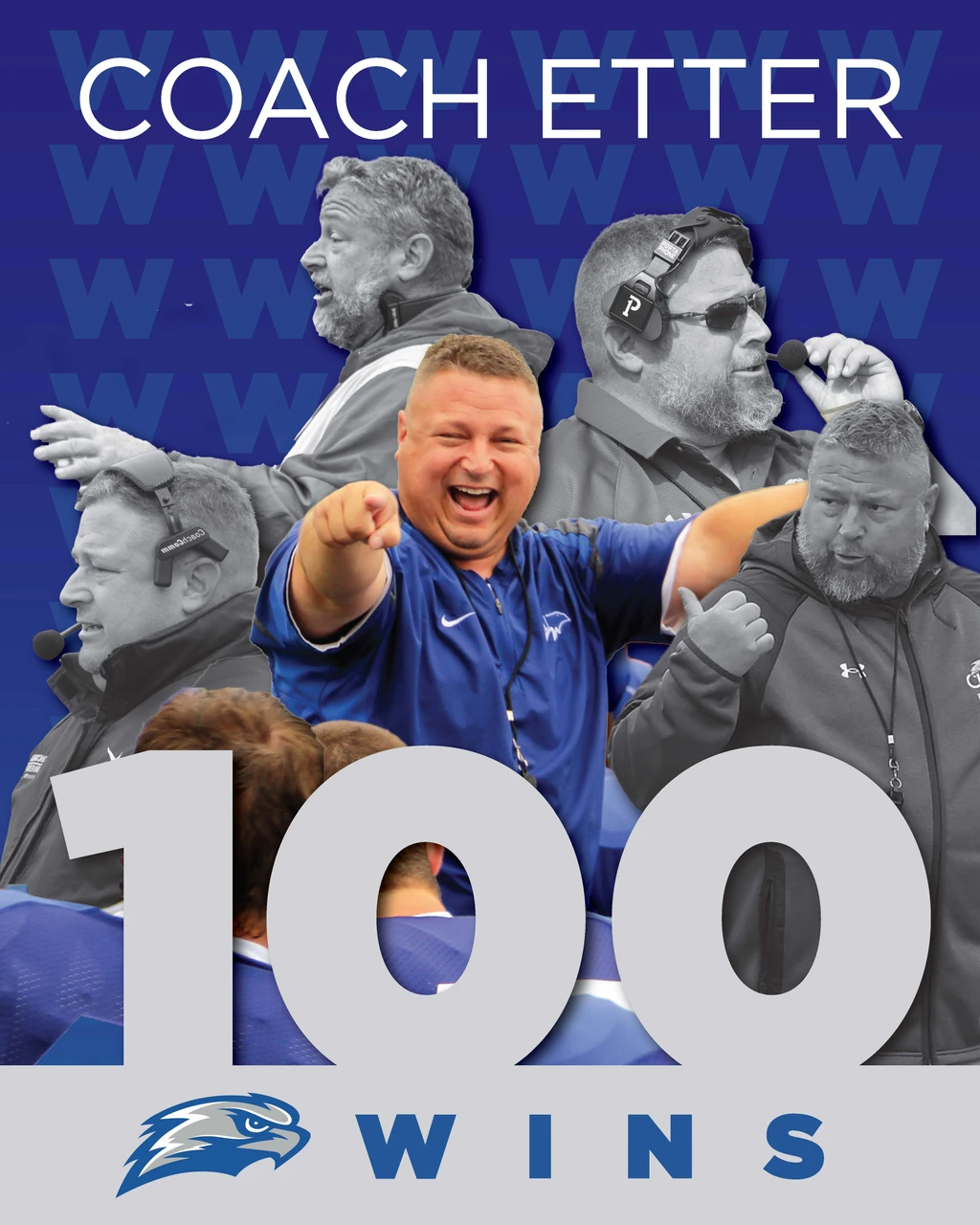 CUW Football 100 Wins graphic