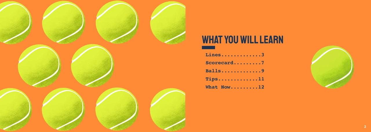 Tennis booklet — Contents